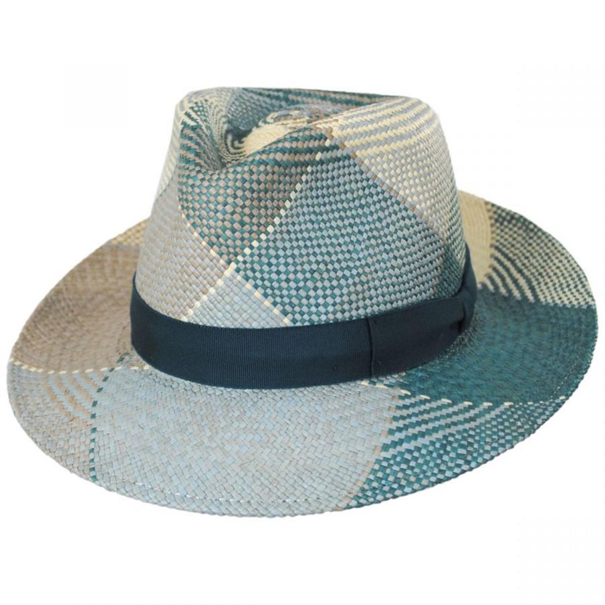 Bailey 1922 | Giger Panama Straw Fedora Hat | 127805 | lead | BLUE SURF PLAID
