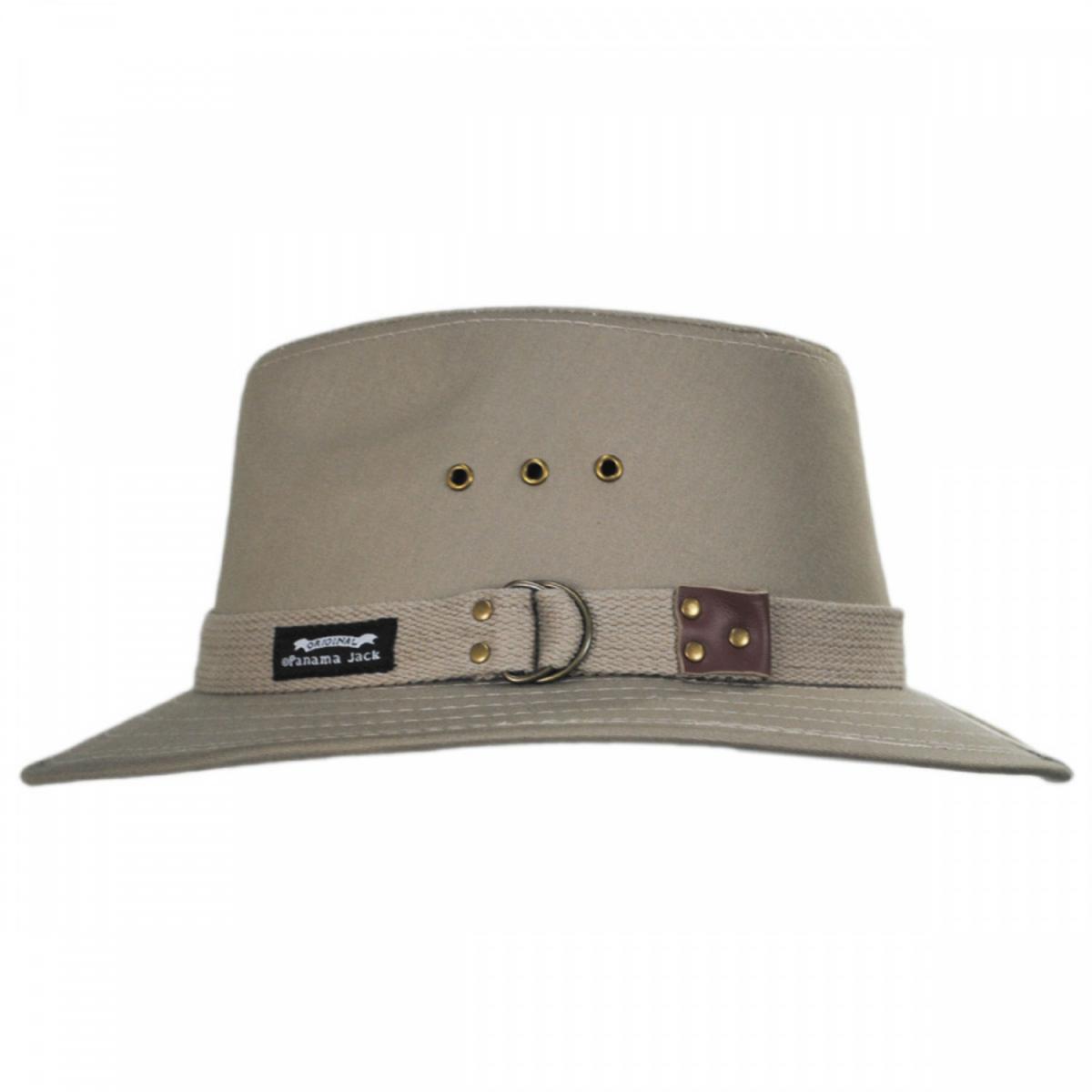Panama Jack | Cotton Canvas Safari Fedora Hat | 400601 | profile | KHAKI