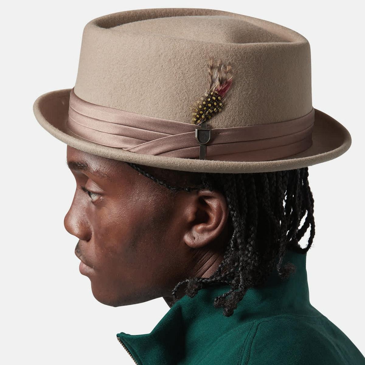 BRIXTON HATS | Stout Wool Felt Diamond Crown Fedora Hat - Sand/Dark Sand | 135602SDS | lsmone | SAND/DARK SAND