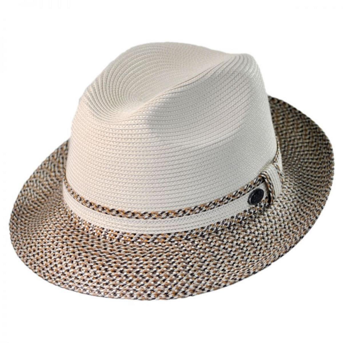 Bailey 1922 | Mannesroe Poly Braid Straw Fedora Hat | 127822 | lead | IVORY/ADOBE MULTI