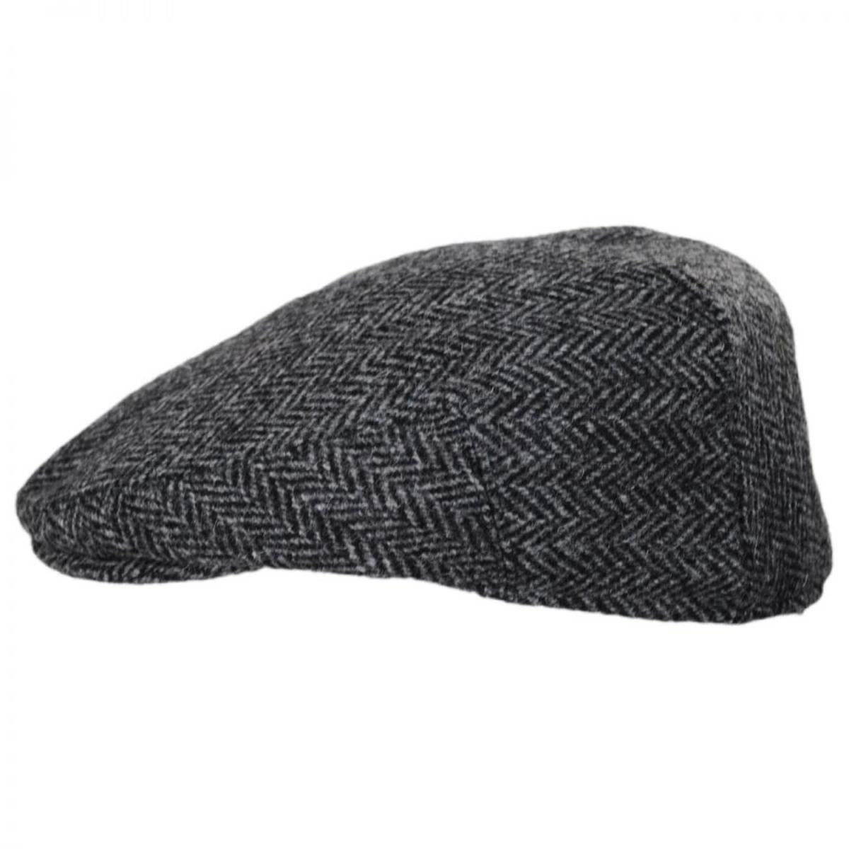 Failsworth | Stornoway Harris Tweed Wool Herringbone Flat Cap - Gray | 177906 | profile | GREY