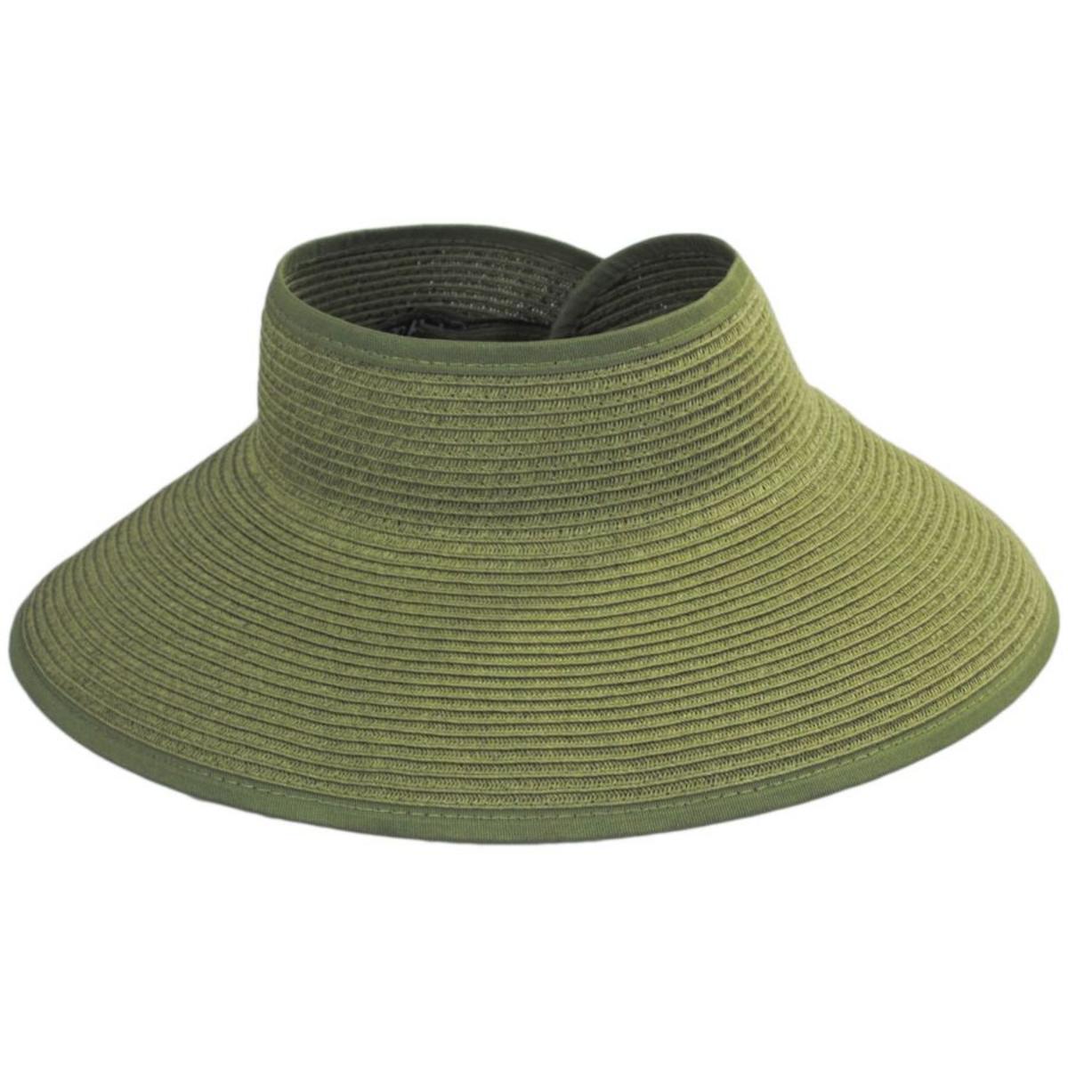 San Diego Hat Company | Roll Up Toyo Straw Visor | 197300 | lead | SAGE GREEN