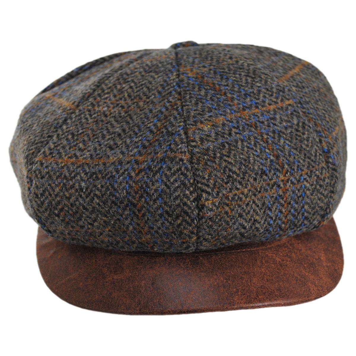 Scala | Finnbar Wool Blend Tweed Newsboy Cap | 160172 | front | BROWN