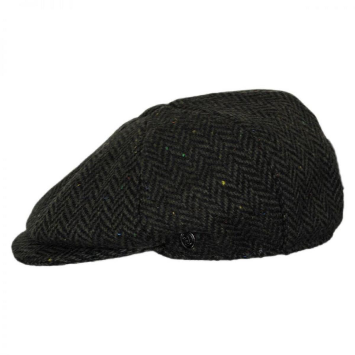 Jaxon Hats | Cambridge Herringbone Wool Newsboy Cap | 167778 | profile | GREEN