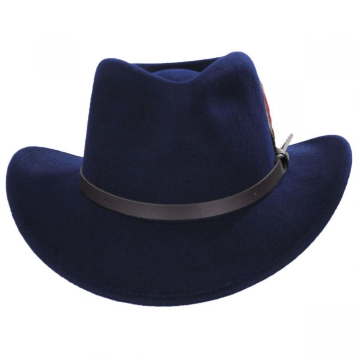 Scala | Dakota Wool Crushable Outback Hat | 130443 | front | NAVY