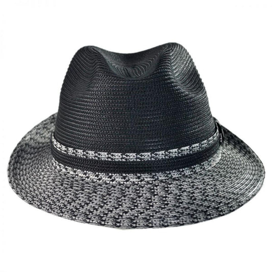 Bailey 1922 | Mannesroe Poly Braid Straw Fedora Hat | 127822 | front | BLACK/CHARCOAL MULTI