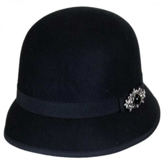 Toucan Collection | Brooch Wool Felt Cloche Hat - Made to Order | 125826 | lead | BLACK