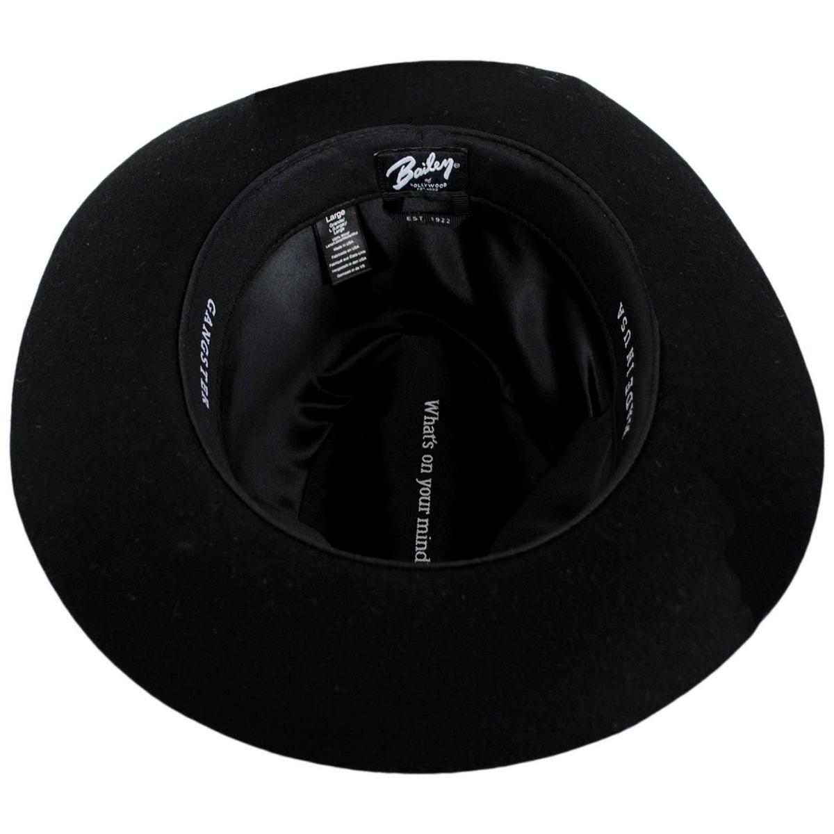 Bailey 1922 | Heritage Gangster Wool Felt Fedora Hat | 130007 | under | BLACK
