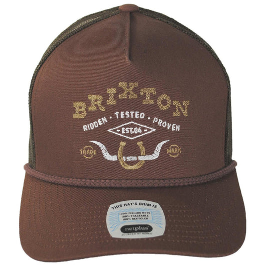 BRIXTON HATS | Beekman NetPlus Mesh Trucker Snapback Baseball Cap | 201899 | front | BROWN/BROWN