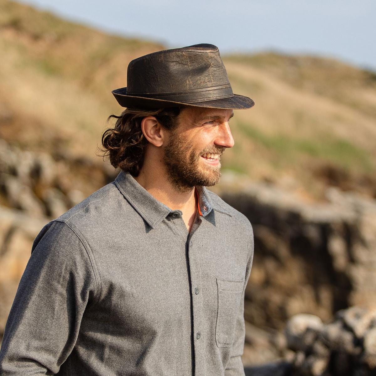 Jaxon Hats | Weathered Cotton Trilby Fedora Hat | 142314 | lsmtwo | BROWN