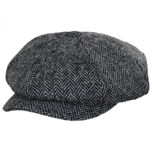 Jaxon & James | Castlebay Harris Tweed Wool Newsboy Cap | 170000 | lead | BLACK/GREY