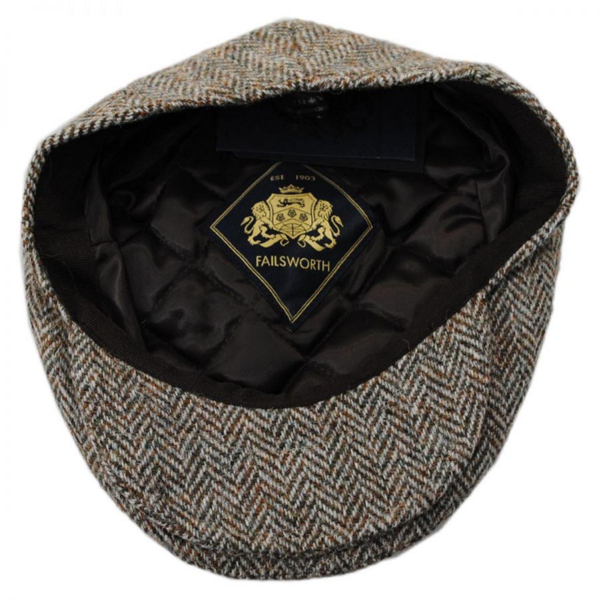 Failsworth | Stornoway Harris Tweed Wool Herringbone Flat Cap-Oatmeal | 177905 | under | OATMEAL