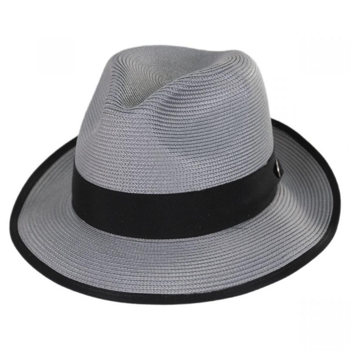 Stetson | Latte Florentine Milan Straw Fedora Hat | 126959 | lead | GREY