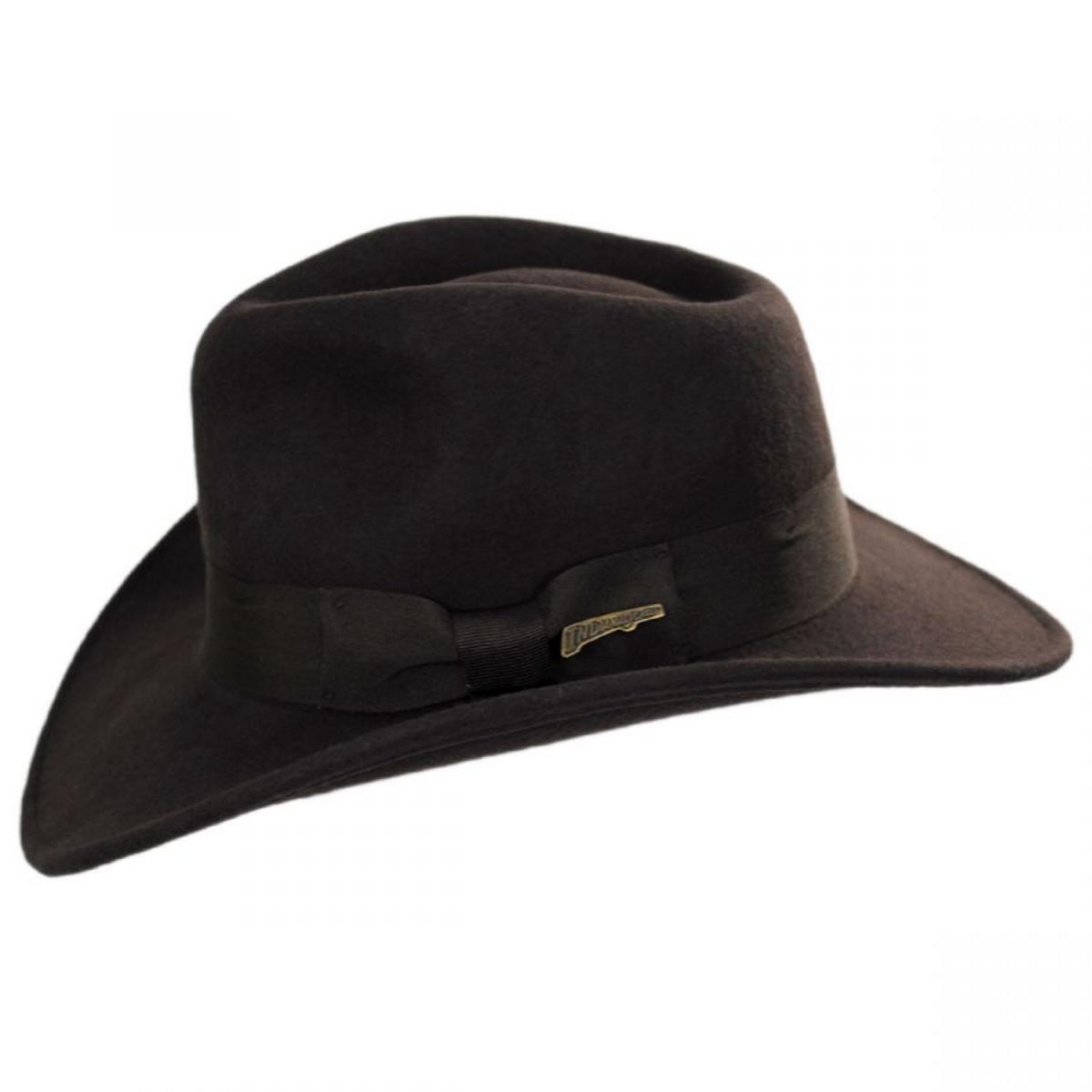 Indiana Jones | Officially Licensed Crushable Wool Outback Hat | 130500 | profile | BROWN