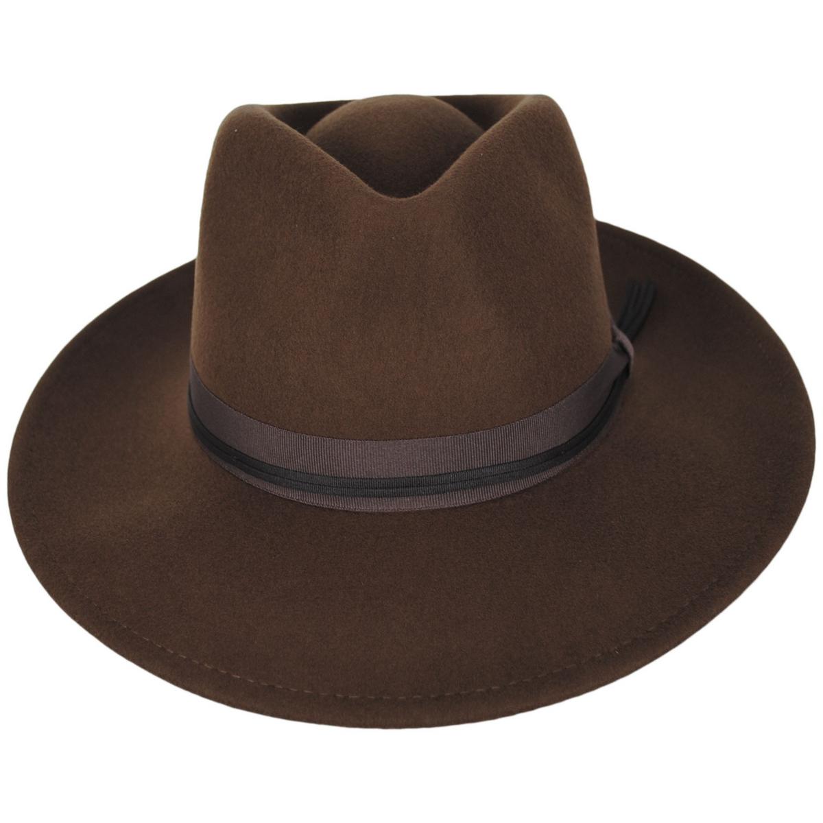 BRIXTON HATS | Dayton Convertabrim Wool Felt Rancher Fedora Hat | 135659 | front | COFFEE/BROWN