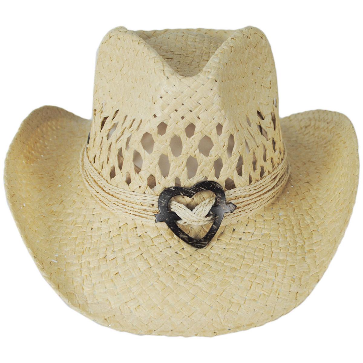Panama Jack | Kid's Maho Toyo Straw Western Hat | 505101 | front | NATURAL