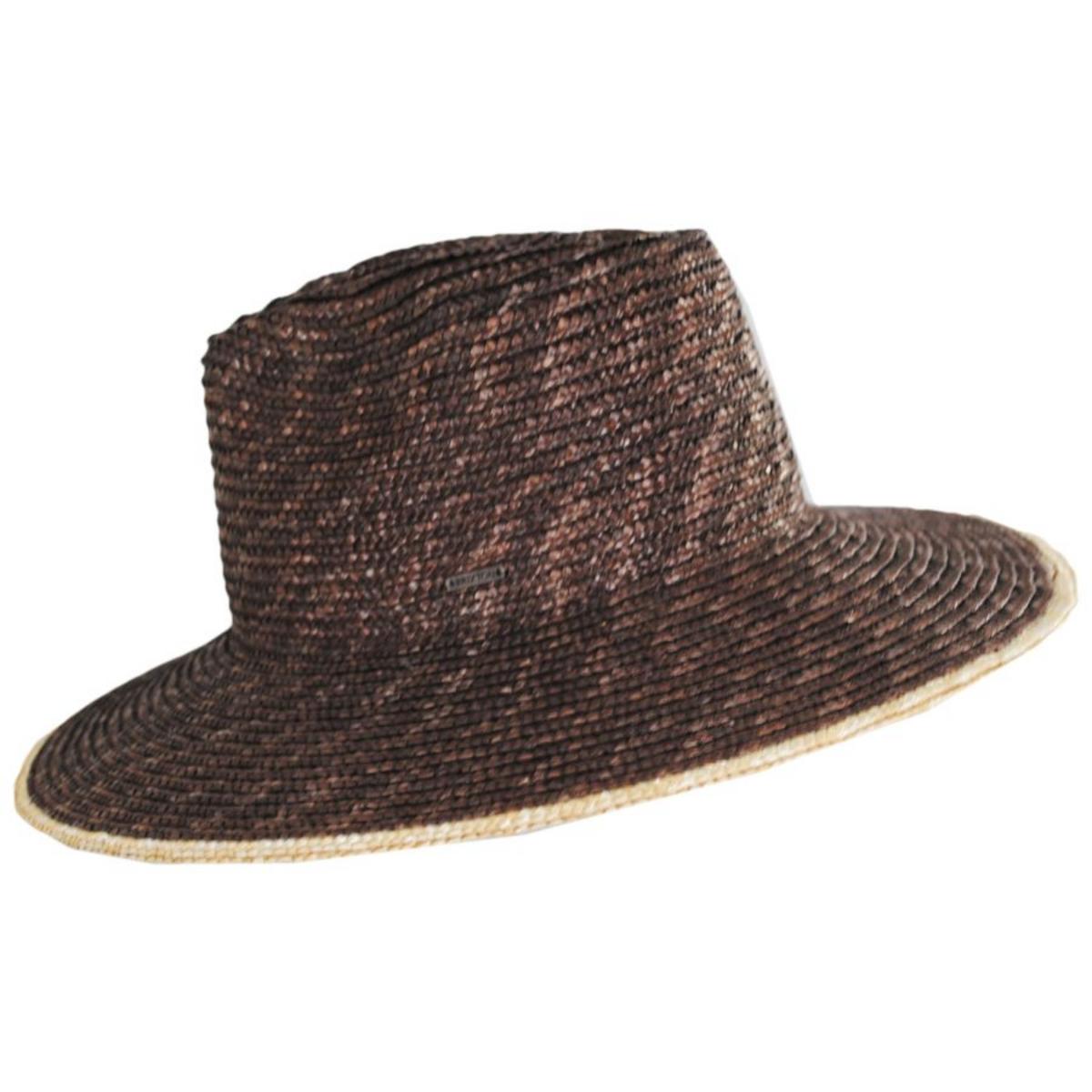 BRIXTON HATS | Joanna Festival Wheat Straw Fedora Hat - Dark Earth/Honey & Honey/Sand | 104047A | profile | DARK EARTH/HONEY