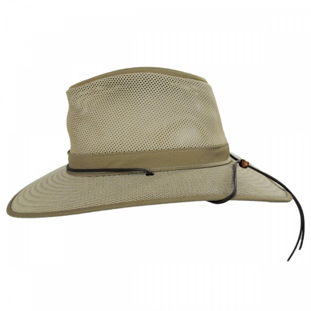 Henschel | Mesh Aussie Grande 3.5 Inch Brim Hat | 140343 | profile | KHAKI
