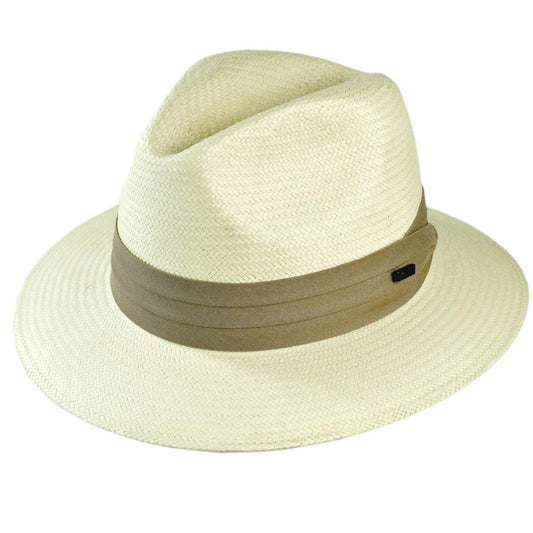 Jaxon Hats | Wholesale Toyo Straw Safari Fedora Hat - Khaki Band B2B Pre-Pack | B2B129914 | lead | IVORY