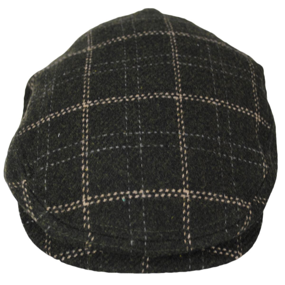 BRIXTON HATS | Hooligan Lightweight Windowpane Plaid Ivy Cap - Moss/Beige | 161559MB | front | MOSS/BEIGE
