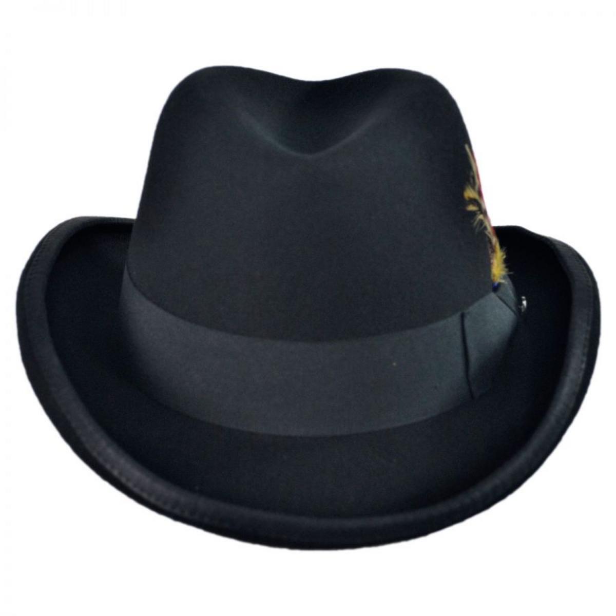 Jaxon Hats | Homburg Wool Felt Hat | 132051 | front | BLACK