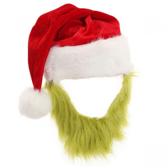 Dr. Seuss | Grinch Plush Hat and Beard | 190467 | lead | RED/GREEN