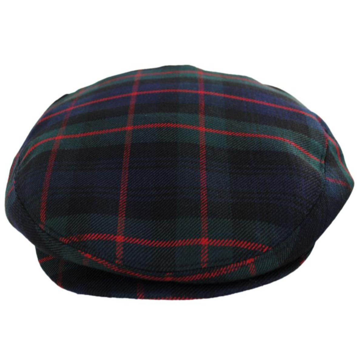 Baskerville Hat Company | Pelham Plaid Wool Ivy Cap | 167662 | front | GREEN/BLACK