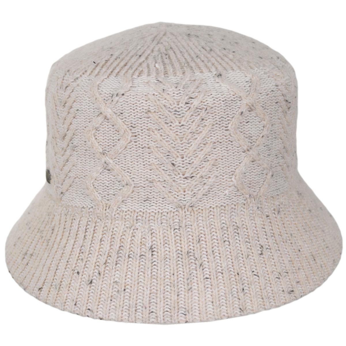 Scala | Aran Cable Knit Wool Blend Bucket Hat | 106447 | front | OATMEAL
