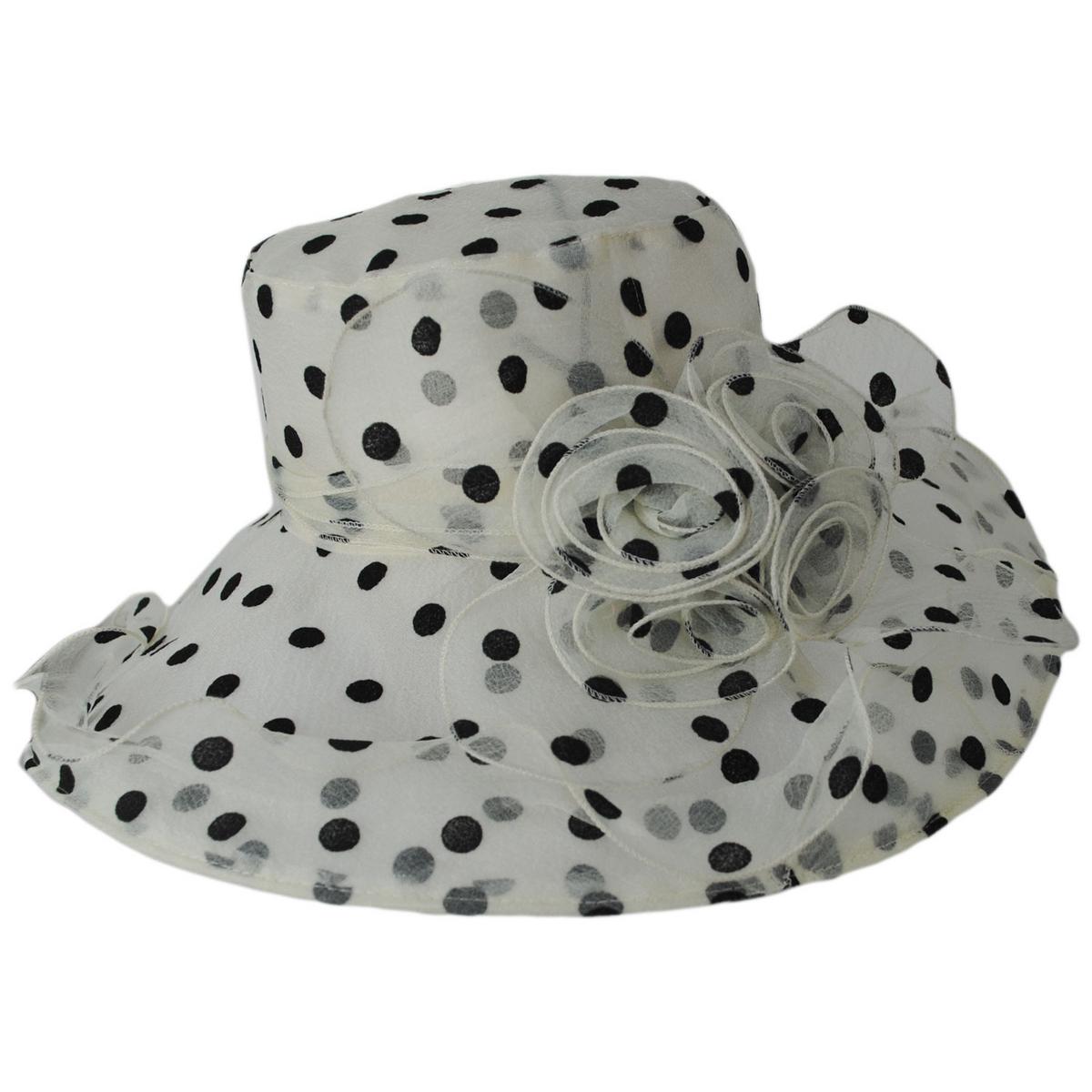 San Diego Hat Company | Dots Organza Boater Dress Hat | 121053 | profile | DOT