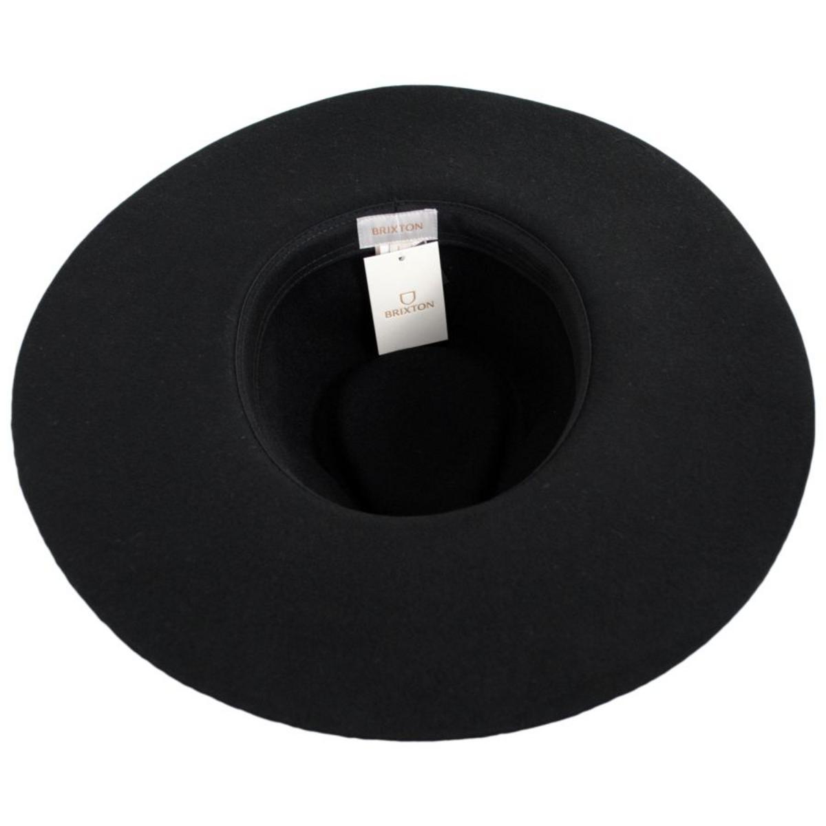 BRIXTON HATS | Leigh Wool Felt Wide Brim Fedora Hat | 123932 | under | BLACK