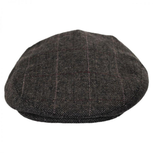 Jaxon Hats | Euston Herringbone Plaid Wool Blend Ivy Cap | 167747 | front | MOCHA