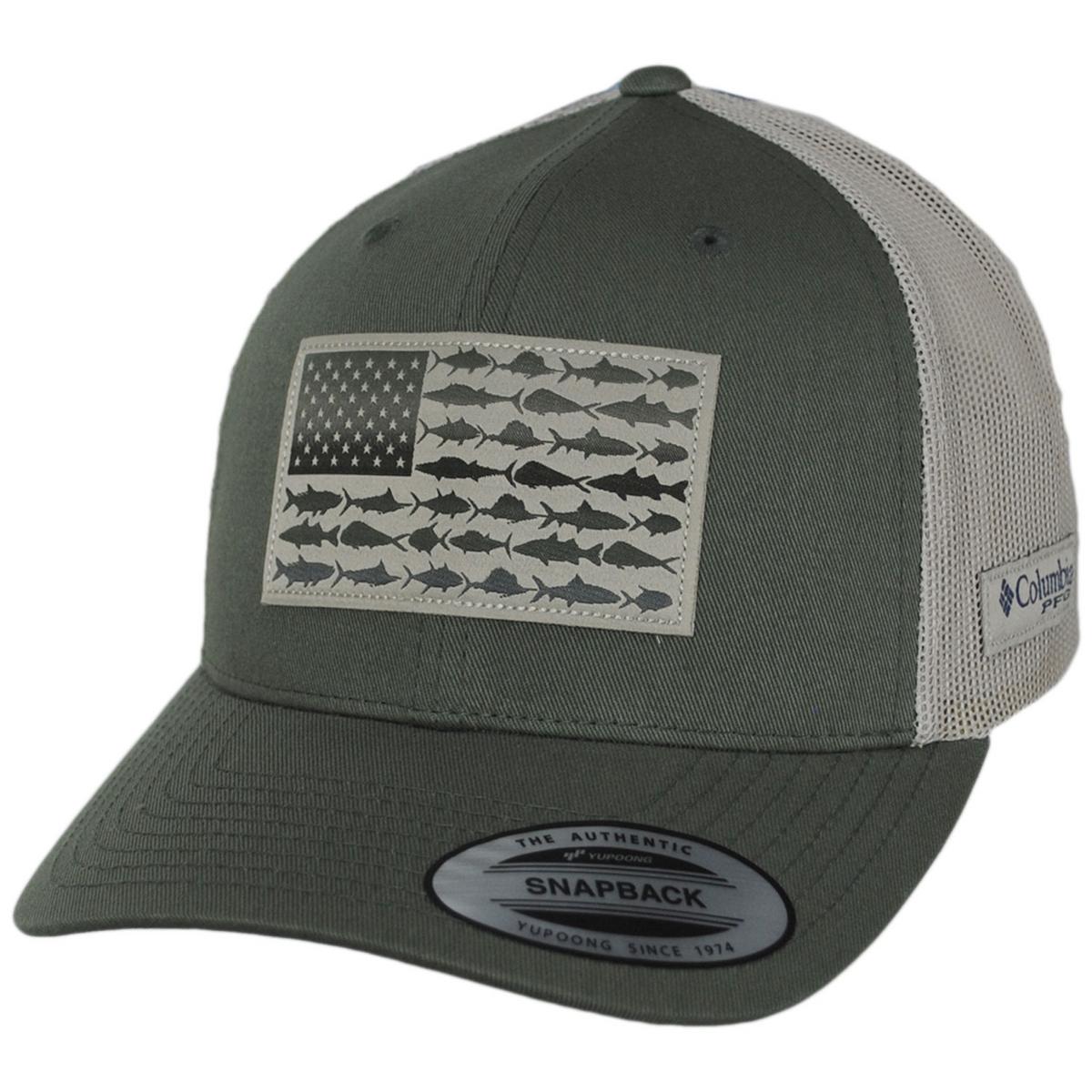 Columbia Sportswear | PFG Fish Flag Mesh Snapback Baseball Cap | 400151 | lead | CYPRESS FOSSIL