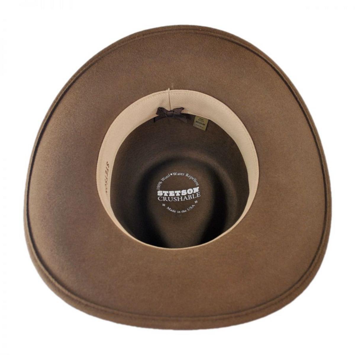 Stetson | Mountain Sky Crushable Wool Felt Outback Hat | 130678 | under | ACORN
