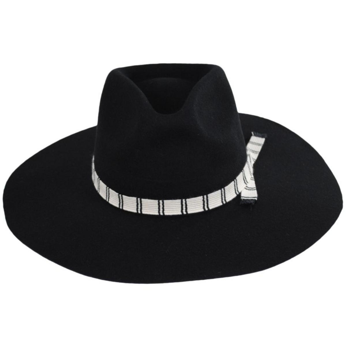BRIXTON HATS | Leigh Wool Felt Wide Brim Fedora Hat | 123932 | front | BLACK