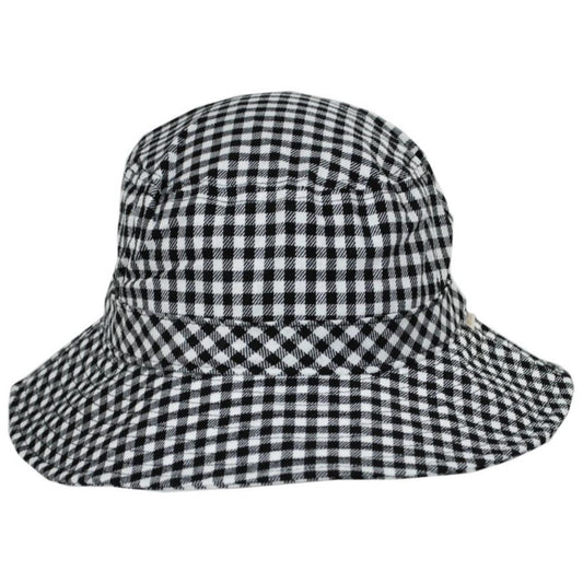 BRIXTON HATS | Petra Two-Tone Cotton Packable Bucket Hat | 185523SS22 | front | BLACK GINGHAM