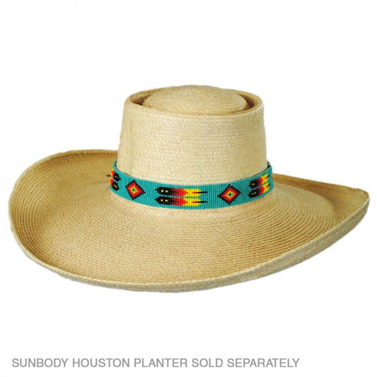 SunBody Hats | Feathers Beaded Hat Band | 602624 | front | TURQUOISE