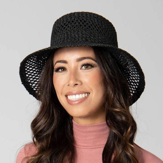 San Diego Hat Company | In The Clouds Toyo Straw Bucket Hat | 103674 | lsfone | BLACK