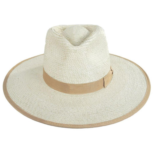 BRIXTON HATS | Jo Palm Straw Rancher Fedora Hat - S23 | 104039S23 | front | NATURAL/BEIGE