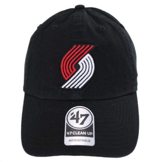 47 Brand | Portland Trail Blazers NBA Clean Up Strapback Baseball Cap Dad Hat | 204090 | front | BLACK