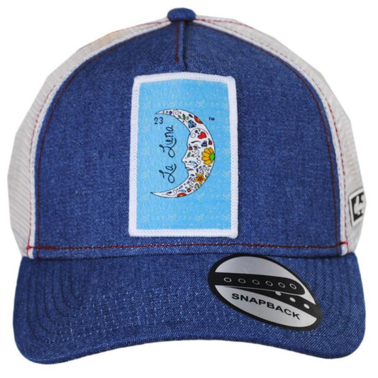 Larry Mahan Hats | Loteria La Luna Snapback Trucker Baseball Cap | 221326 | front | NAVY