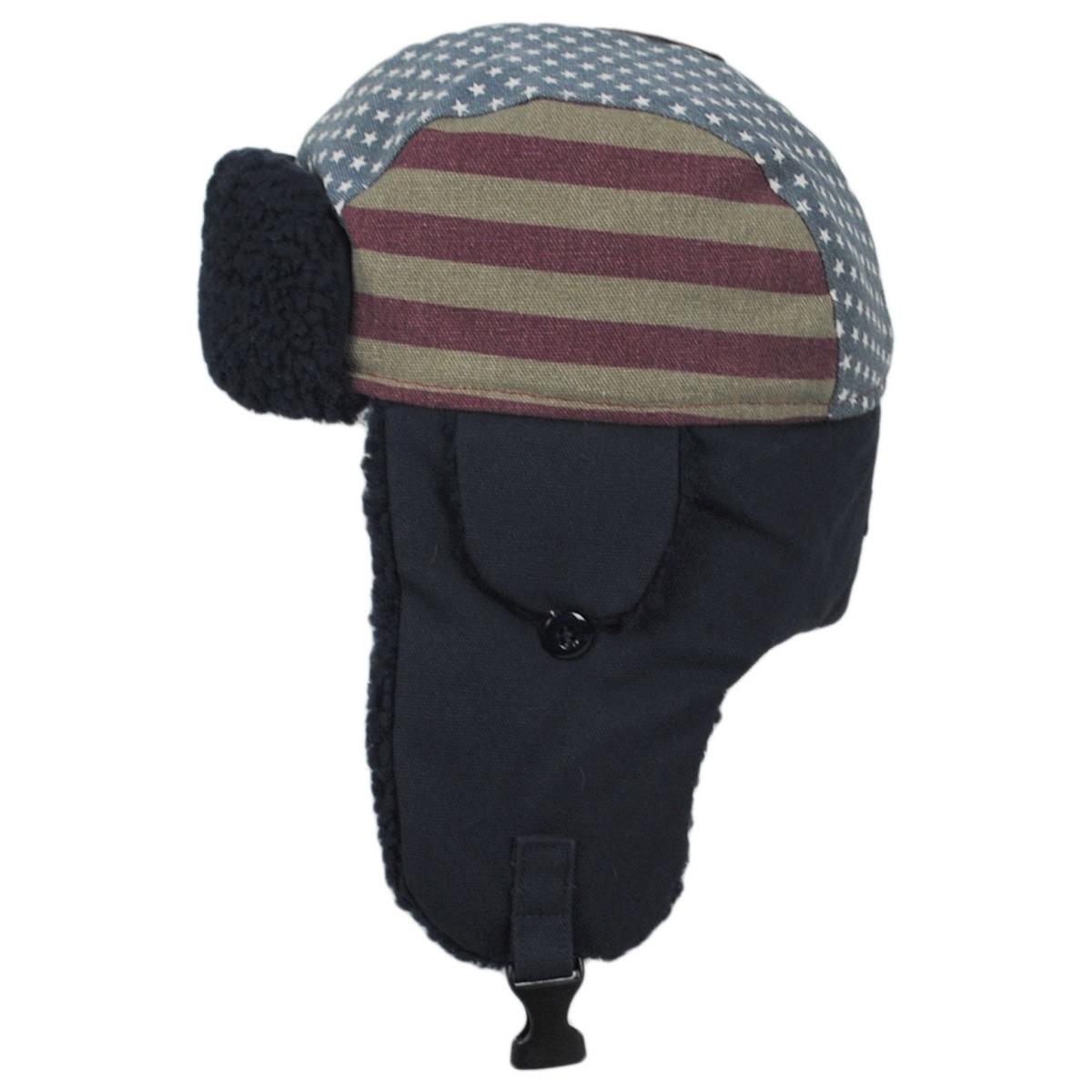 Dorfman Pacific | Boston Cotton Canvas Trooper Hat | 400165 | profile | NAVY BLUE