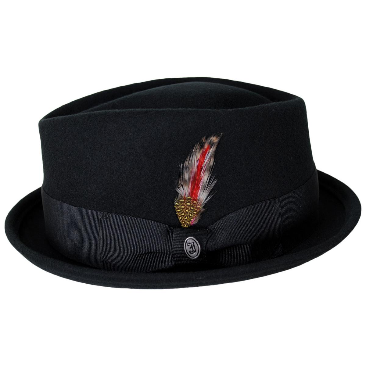 Jaxon Hats | Wholesale Crushable Wool Felt Diamond Crown Fedora Hat B2B Pre-Pack | B2B135006 | profile | BLACK