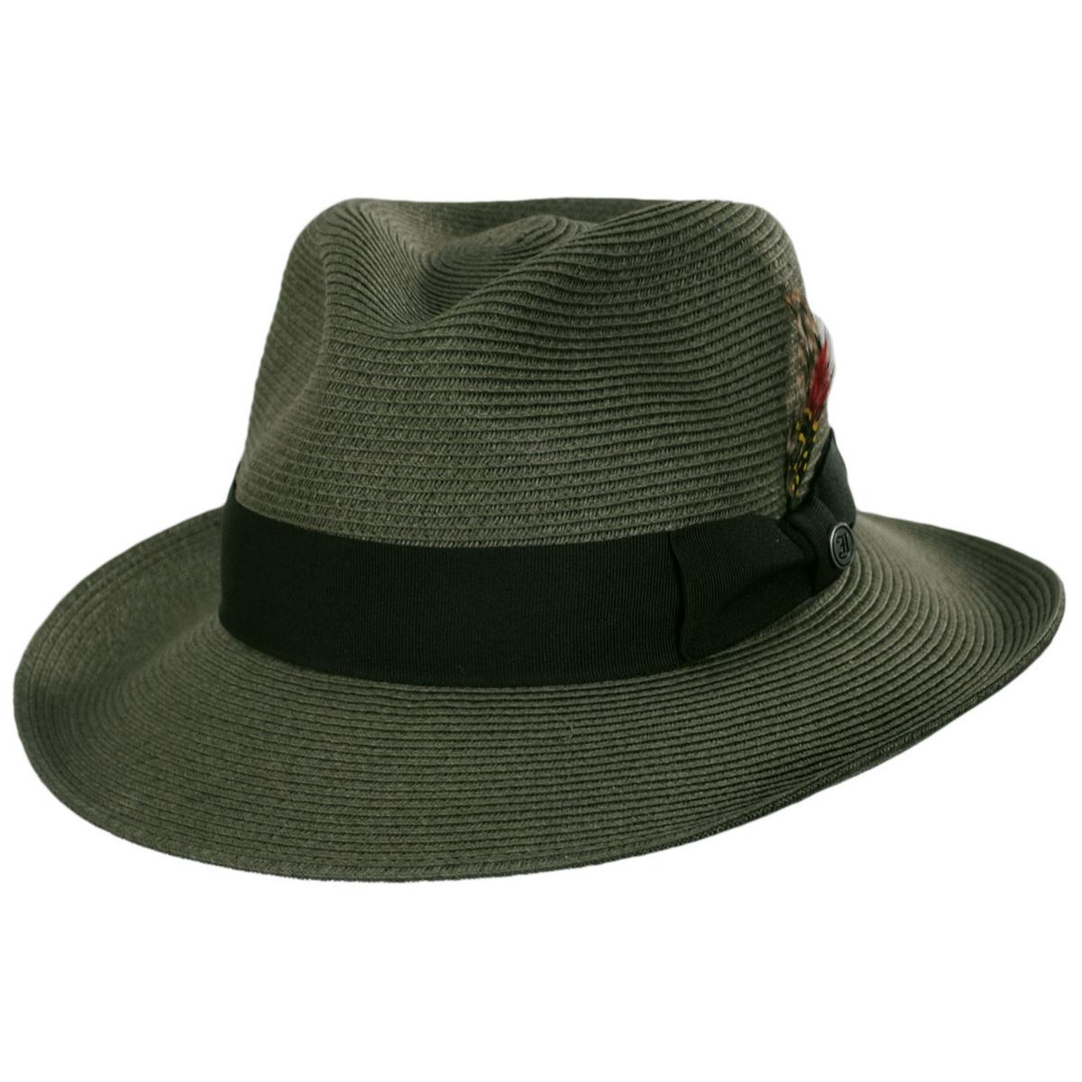 Jaxon Hats | Wholesale Summer C-Crown Toyo Straw Fedora Hat B2B Pre-Pack | B2B129010 | lead | OLIVE GREEN