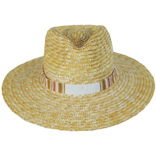 NIKKI BEACH | Tulum Wheat Straw Fedora Hat | 102695 | front | NATURAL