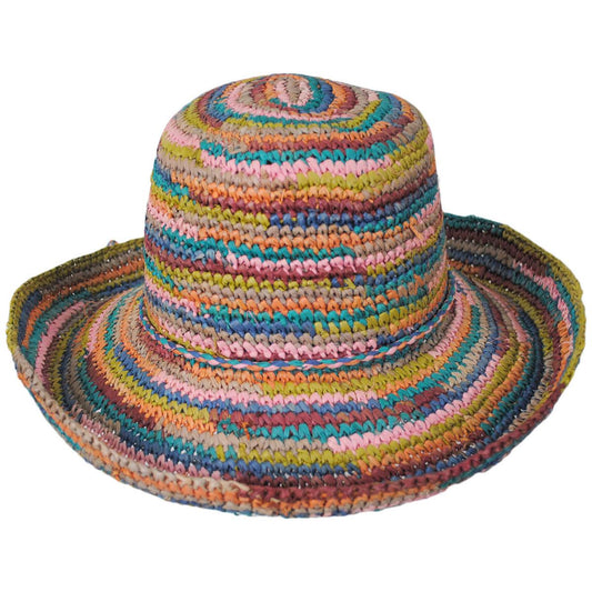 San Diego Hat Company | La Playa Raffia Straw Sun Hat | 103603 | front | MIXED BRIGHTS