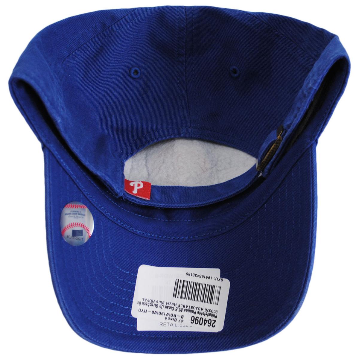 47 Brand | Philadelphia Phillies MLB Clean Up Strapback Baseball Cap Dad Hat | 203370 | under | ROYAL