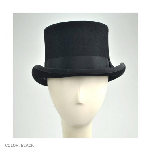 Jaxon Hats | Mid Crown Wool Felt Top Hat | 193700 | front | BLACK