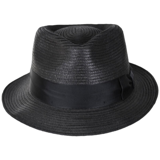 Bigalli | Alessandro Toyo Braid Fedora Hat | 129240 | front | BLACK