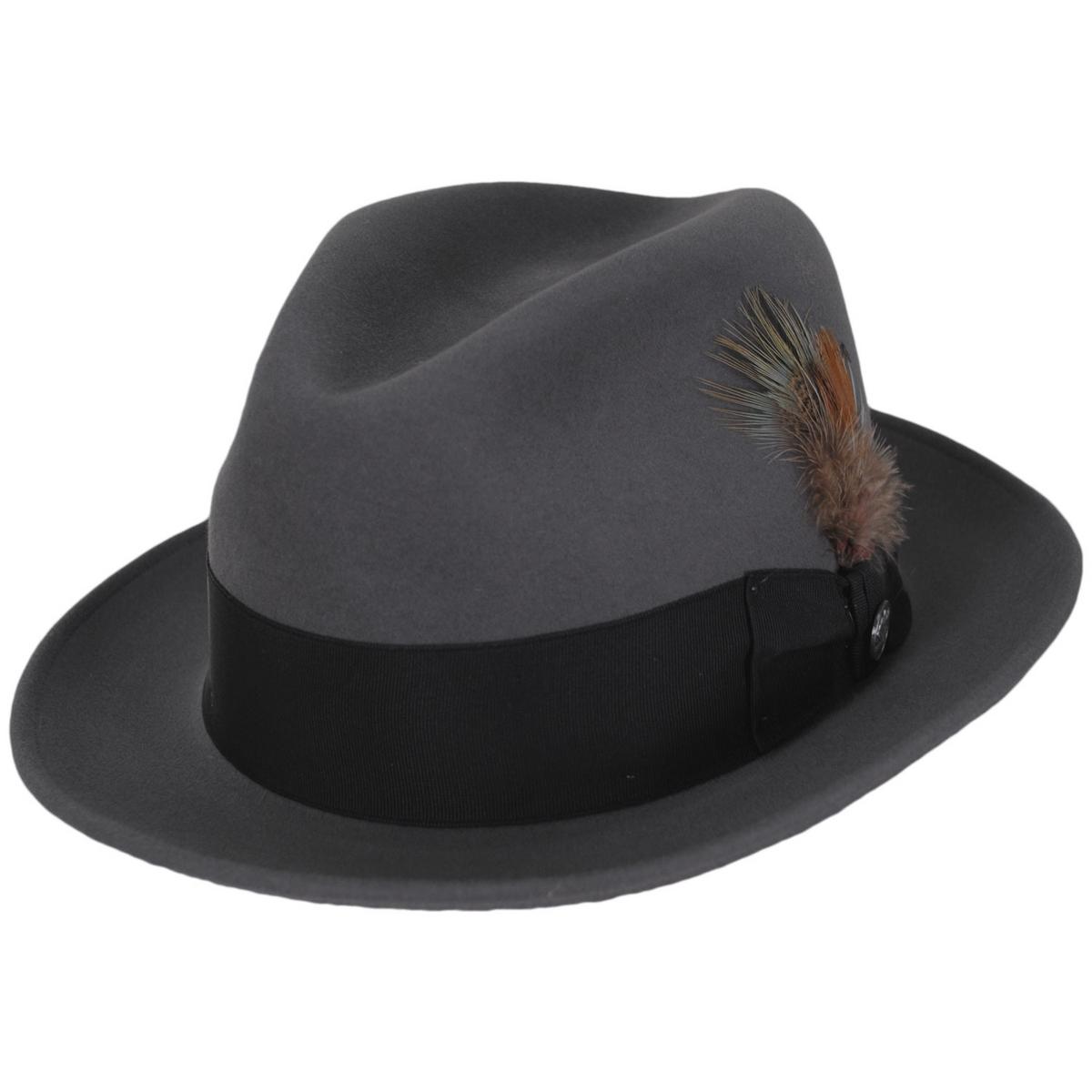 Stetson | Saxon Fur Felt Fedora Hat | 130609 | lead | CARIBOU