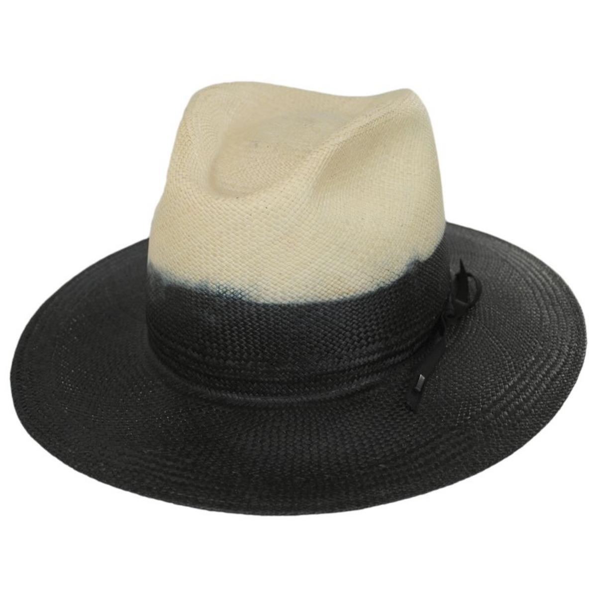 Bailey 1922 | Rask Gradient Panama Straw Fedora Hat | 127760 | lead | BLACK